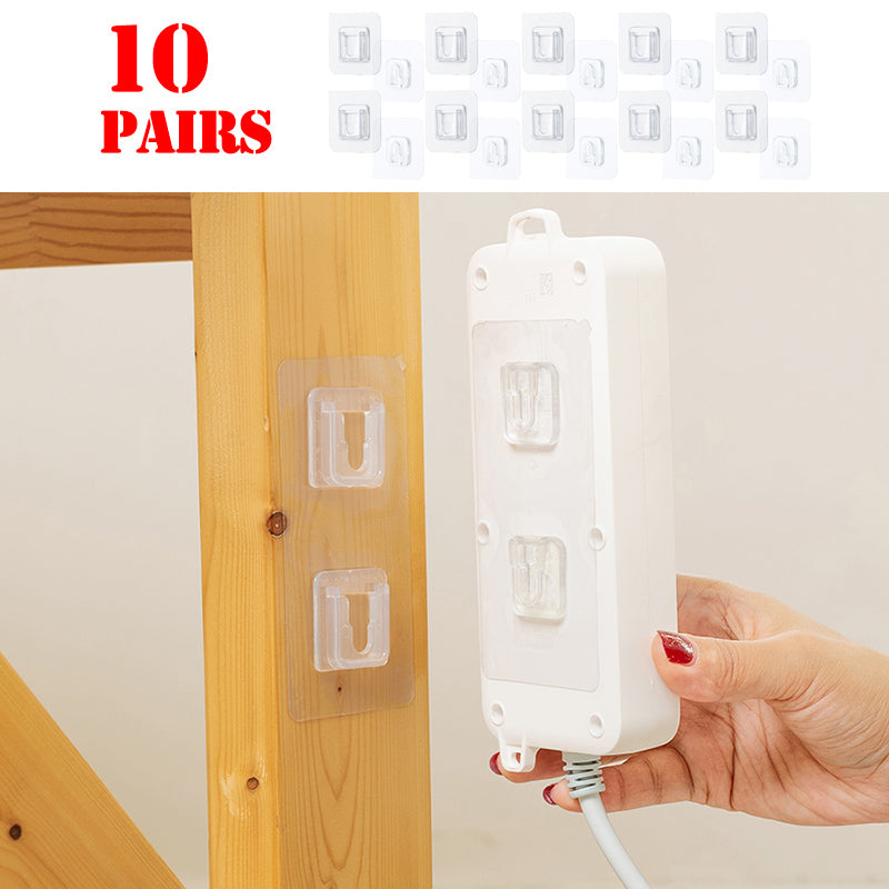 1 Pair (2PCS)- Double Sided Adhesive Wall Hooks - Transparent